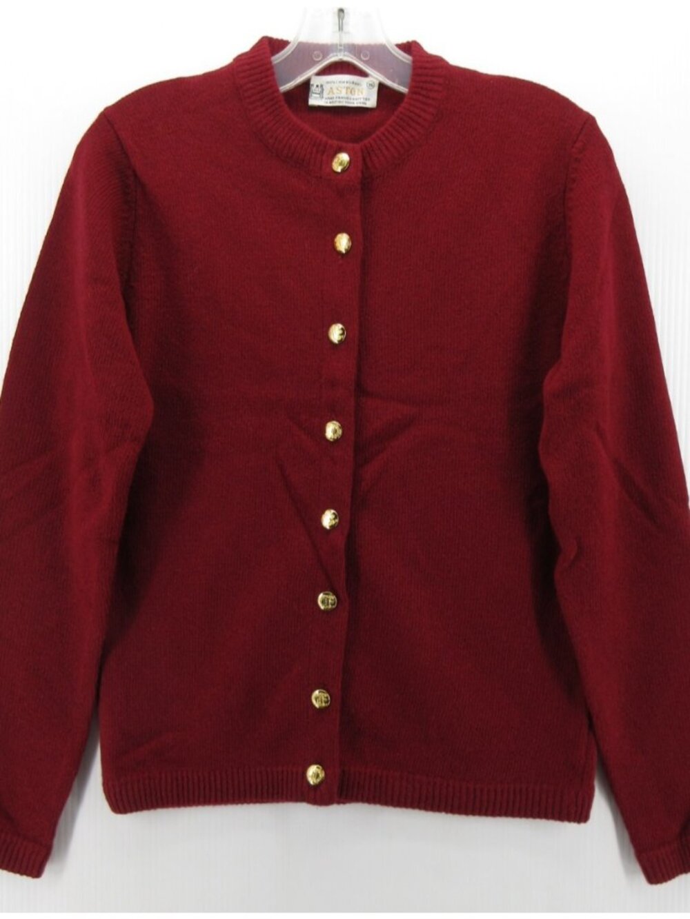 VINTAGE Aston Sweater 36 Lambs Wool Cardigan Hand Framed Knit Small
